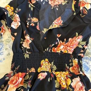 205 Collins Floral Smocked Waist Dress